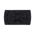 Soft nylon baby headband with large black bow and ribbed texture on white background - Black (4)