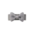 Mini candy-colored grey bow hair clip featuring ribbed ribbon texture for children - Gray (23)