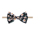 Bandeau bébé avec nœud floral, motif marguerites blanches sur noir et nylon doux - Style Marguerite Blanche Base Noire (17)