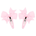 Pair of soft pink ribbon bow hair clips for girls with silver metal alligator clips - Light Pink (11)