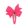 Hot pink grosgrain ribbon bow hair clip with fabric-wrapped metal duckbill base for girls - Rose Pink (14)