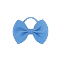 Sky blue bow hair tie featuring a textured ribbed ribbon and elastic band for girls - Azure (36)