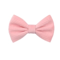 Pink striped knit bow hair clip for girls with soft ribbed texture on white background - Light Pink