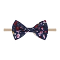 Bandeau bébé avec nœud floral bleu marine et fleurs roses sur bande nylon souple - Style Floral Bleu Foncé Rouge Blanc (19)