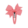 Pastel pink grosgrain ribbon bow hair clip for girls with a full fabric-wrapped metal base - Coral (15)