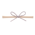 Dettaglio fascia per neonati in nylon morbido con fiocco in finta pelle scamosciata viola - Stile Minimalista Grigio Viola (6)