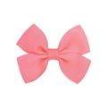 Pink grosgrain ribbon hair bow clip for girls featuring a symmetrical ribbed fabric design - Hot Pink (27)
