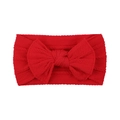 Soft nylon baby headband with wide ribbed texture and large red bow for children - Bright Red (12)