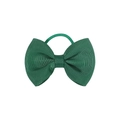 Dark green grosgrain ribbon bow hair tie with high elastic band on white background - Dark Green (39)