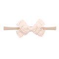 Sweet cream lace bow headband for infants featuring high-elastic nylon and floral texture - Off-White Hollow Lace Bow (7)
