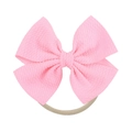 Pink textured bow headband for babies with thin elastic nylon band for toddlers - Pink (16)
