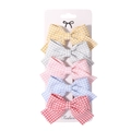 Lot de 5 nœuds à cheveux vichy colorés pour filles sur carte de présentation - Style Plaid Frais (6)