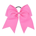 Close-up of bright pink 8-inch grosgrain ribbon hair bow with a durable black elastic band - Hot Pink