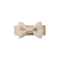 Beige ribbed fabric bow hair clip for girls and pets with cloth-wrapped metal base - Beige (835)