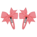 Pair of pink grosgrain ribbon bow hair clips with fully covered metal duckbill clips - Magenta (15)