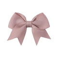 Mini baby hair clip featuring a light pink grosgrain ribbon bow with elegant texture - Pale Pink (164)