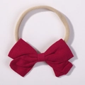 Fascia neonato in nylon morbido con grande fiocco in lino rosso e finitura elastica - Stile 16