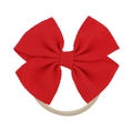 Red bow headband for girls with ribbed texture fabric and soft nude nylon elastic band - Bright Red (01)