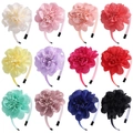 Lot de 12 serre-têtes pour filles avec fleurs en mousseline aux couleurs macaron - Assortiment de 12 Couleurs