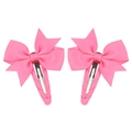 Set of two pink grosgrain ribbon bow hair clips with soft fabric wrapped metal bases - Rose Pink (13)