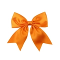 Vibrant orange satin ribbon hair bow for girls with smooth finish and V-cut tails - Bright Orange