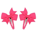 Set of two pink fabric bow hair clips for girls with comfortable fully lined metal BB clips - Peach Pink (14)