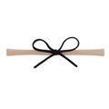 Diadema de nailon elástico beige con lazo de ante negro para bebés y niñas - Lazo de Gamuza Negra (38)