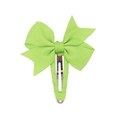 Neon green grosgrain ribbon bow hair clip for girls with matching fabric wrapped BB base - Bright Green (20)