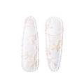 Detailed close-up of white fabric hair clips with floral embroidery and scalloped edges - Off White Teardrop Embroidery (9)