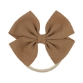 Tan baby bow headband with crinkle texture fabric and nude high-elastic nylon band - Tan (09)
