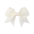 Mini ivory grosgrain ribbon hair bow clip for baby girls with simple elegant design - Milk White (820)