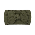 Close-up of olive green cable knit baby headband with a large decorative bow - Olive Green (20)