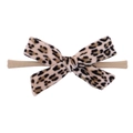 Bandeau élastique pour bébé avec nœud imprimé léopard sur ruban de nylon nu - Nœud Imprimé Léopard (55)