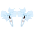 Pair of light blue grosgrain ribbon bow hair clips for girls with fabric wrapped bb clips - Sky Blue (17)