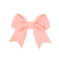 Detail of pink fabric bow hair clip featuring soft texture and classic ribbon design - Pink