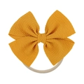 Soft bright yellow nylon bow headband for baby girls with corn grain textured fabric - Bright Yellow (08)