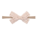 Set of ten stretchy nylon headbands with delicate cream lace bows for baby girls - Beige Crochet Lace Bow (20)