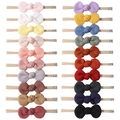 Detail of 20 color options for baby waffle knit headbands with elastic nylon bands - Mixed Colors