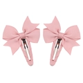 Pair of children's pink grosgrain ribbon bow hair clips with fully fabric wrapped BB clips - Bubblegum Pink (16)