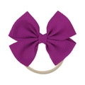 Deep purple bow headband with waffle texture fabric and elastic nylon band for infants - Purple (05)