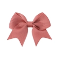 Mini pink grosgrain ribbon bow hair clip for babies and girls with solid color design - Coral Pink (141)