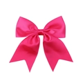 Charming hot pink satin bow hair clip for girls with a smooth silk-like finish - Rose Red
