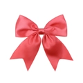 Pastel pink satin bow hair clip for girls with a smooth silk finish and V-cut ribbon ends - Coral Pink