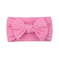 Soft pink cable knit nylon headband for infants featuring a large decorative bow - Pink (28)
