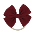 Soft nylon baby headband with a deep wine red waffle knit bow for infant girls - Dark Wine Red (03)