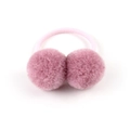 Pink plush pom pom hair ties for girls with elastic bands for cute summer hairstyles - Deep Pink