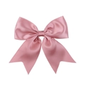 Pink ribbon bow hair clip for girls featuring silky satin fabric and a swallowtail design - Pink