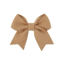 Classic camel brown felt bow hair clip for girls with a minimalist retro style design - Tan