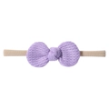 Detail of lavender waffle knit baby bow headband with soft nylon elastic band - Purple (25)