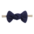 Bandeau bébé avec nœud tricoté bleu marine et bandeau élastique de couleur chair - Bleu Marine (1)